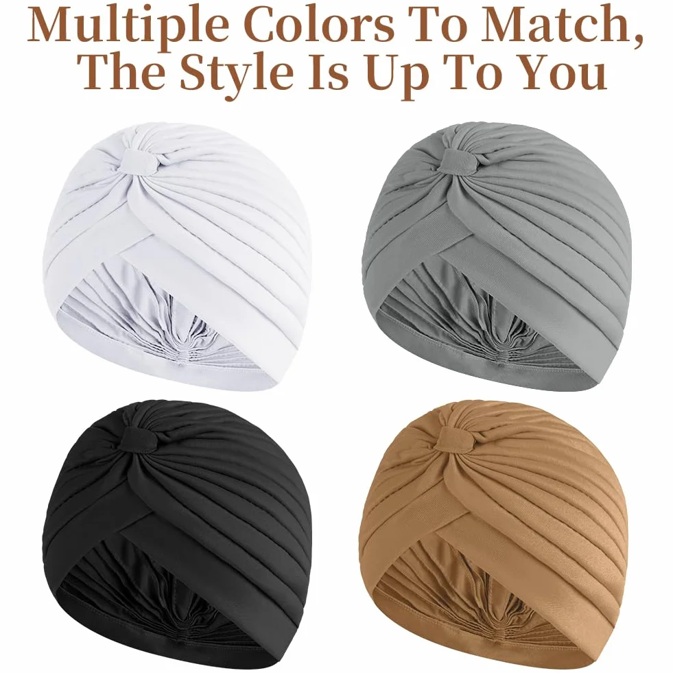 flintronic Kapelusze damskie, chemioterapia, czapka z rakiem, wstępnie wiązana beanie, nakrycie głowy, plisowana czapka, turban