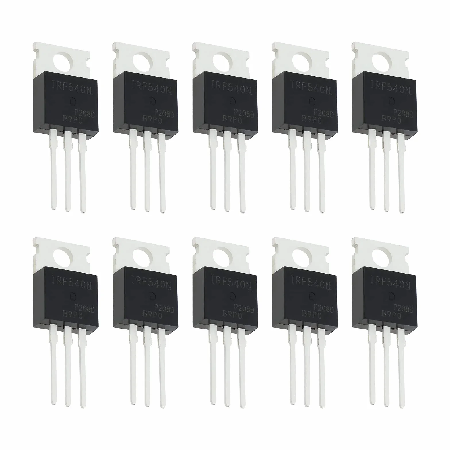 ECSiNG 10 x N-kanałowy tranzystor MOSFET IRF540N ESD znamionowy TO-220 33 A 100 V 3-pinowy międzynarodowy prostownik do przemysłu domowego i majsterkowania