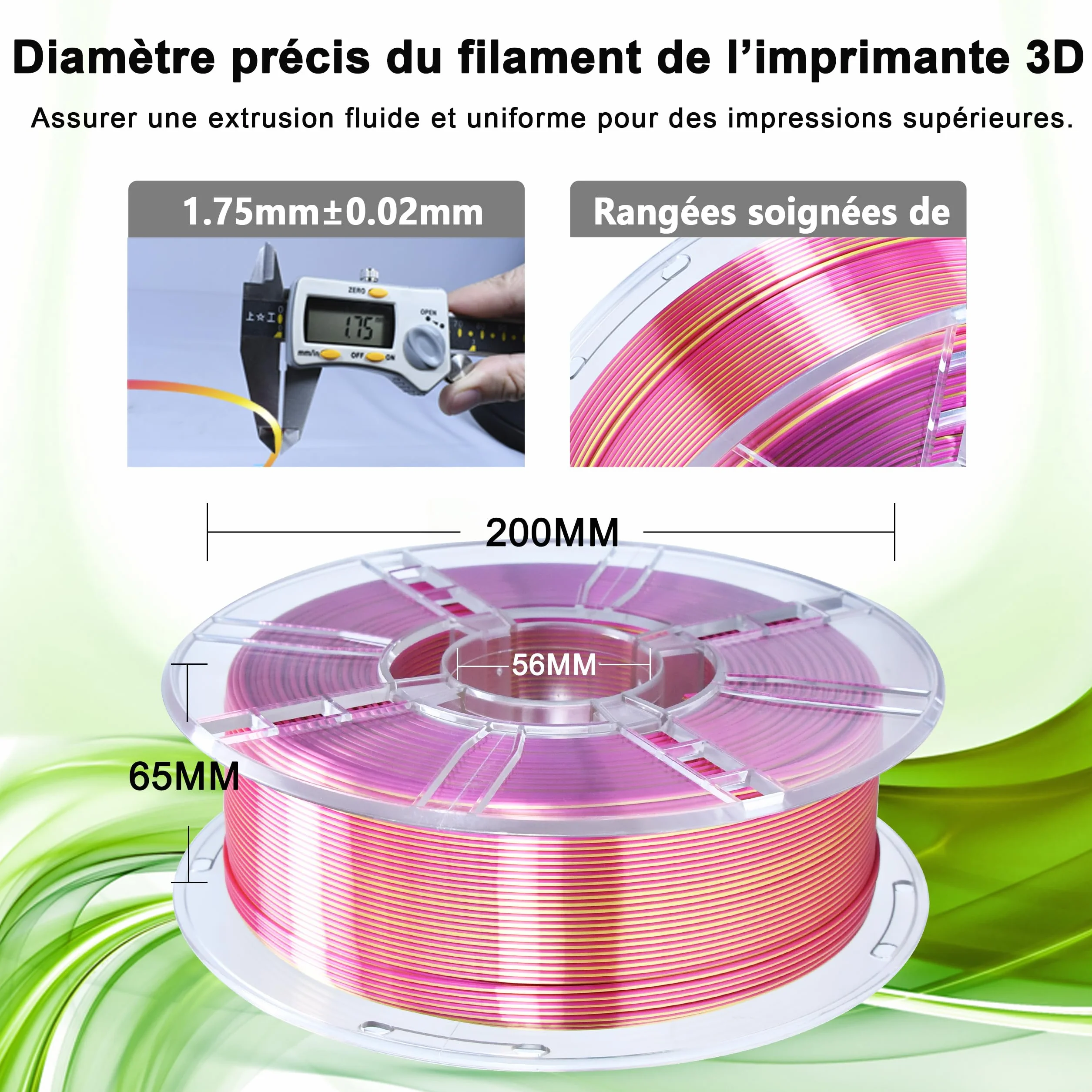 iBOSS PLA PLUS Filament do drukarki 3D, 1,75 mm, dwukolorowy jedwabny filament do drukowania 3D, wspﾃｳﾅＸytﾅＢczany, 1 kg (2,2 funta), jedwabny, dwukolorowy, czerwono-zﾅＰty