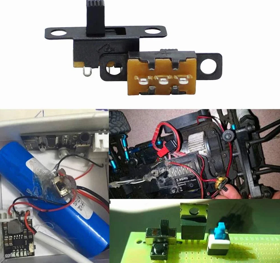 Przełączniki suwakowe mini 3-pinowe 2 pozycje SPDT 0,5 A 50 V DC HUAYAO 180 sztuk