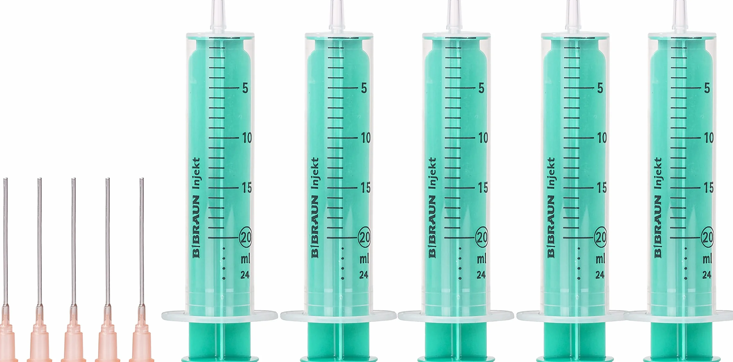 MedixX zestaw strzykawek z tępą igłą, różne rozmiary, do hobby i majsterkowania, strzykawki pojedynczo sterylnie zapakowane (5 x 20 ml strzykawki i 5 x igła)