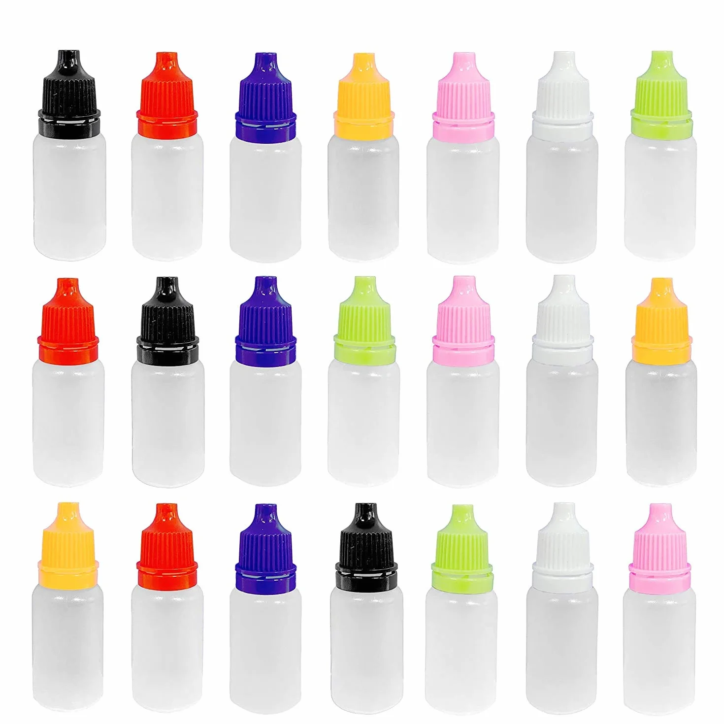 YIQI 21 szt. plastikowych butelek z kroplomierzem pojemnik na płyn 10 ml pusta butelka z pokrywką kroplową (kolor losowy)