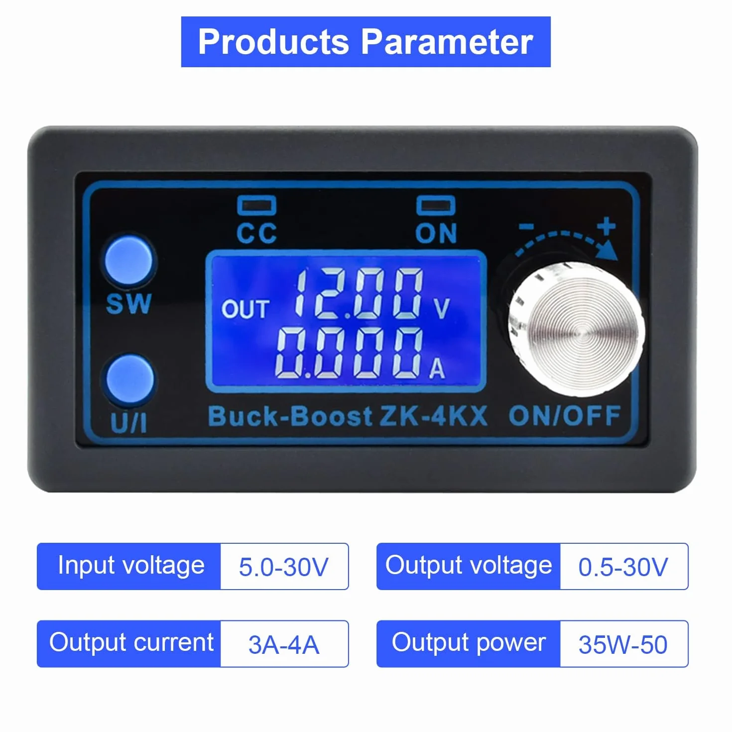 DC DC Boost Buck Converter regulator napięcia moduł mocy CC CV 0,5-30V 4A 5V 6V 12V 24V wyświetlacz LCD regulowane napięcie zasilanie laboratoryjne.