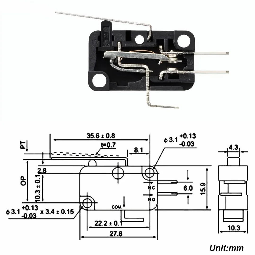 GUUZI Mikro Wyłącznik Krańcowy V-152-1C25 1NO 1NC SPDT Snap Action 12 sztuk