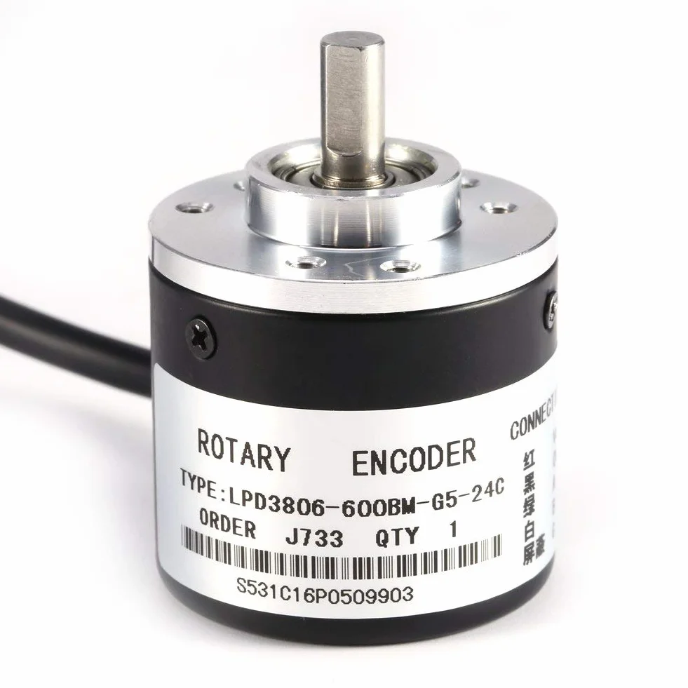 Enkoder Obrotowy 600P/R, Fotoelektryczny Enkoder Obrotowy 6mm 5V 24V AB 2-fazowe Enkodery Wału