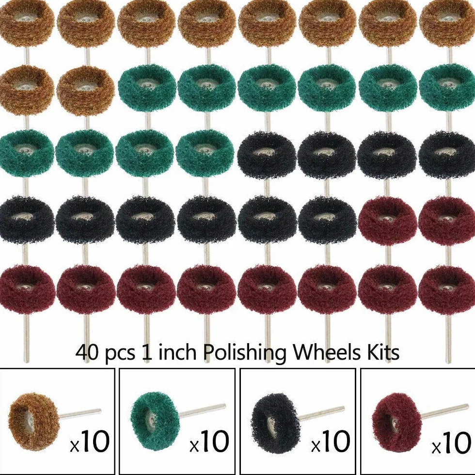 Zestaw 40 obrotowych tarcz polerskich 25 mm do polerowania metali i tworzyw