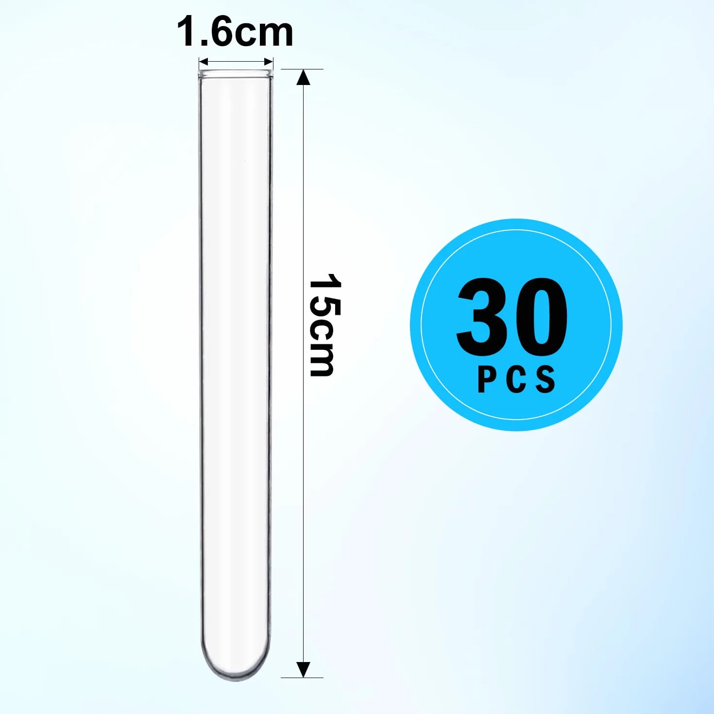 30 sztuk 15 ml, przezroczyste probówki z tworzywa sztucznego do rozmnażania roślin, waza hydroponiczna, okrągłe dno, do eksperymentów, przechowywania cukierków, dekoracja ścienna (16 cm, 1,5