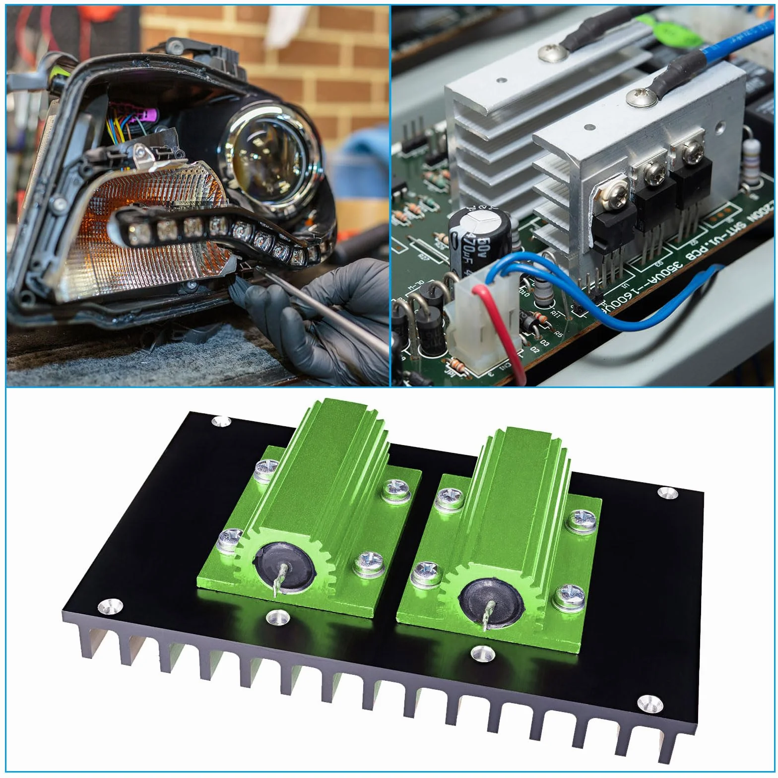 PATIKIL 100 W 470 omów aluminiowy rezystor powłokowy, 2-pak aluminiowej obudowy, rezystory drutowe rezystory śrubowe rezystor mocy 5% tolerancji, zielony