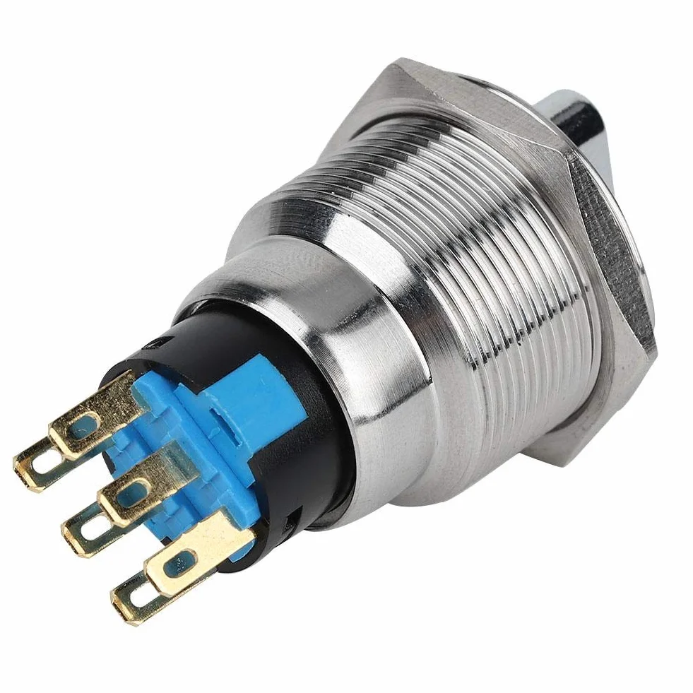Drehschalter, 19 mm Edelstahl Wasserdichter IP67 Umschaltsteuerung Wahlschalter mit 5-14 N Arbeitsdruck, Schalter für Haushaltsgeräte, Fahrzeugmodifikation(6 Pin und 3 Level)