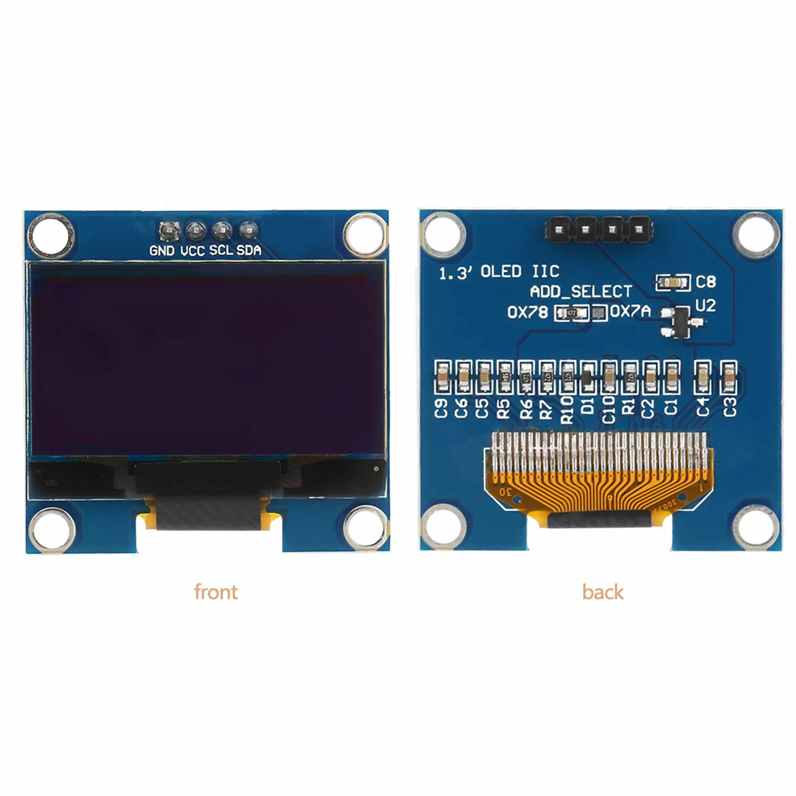 Moduł wyświetlacza, 1,3-calowy jasny uniwersalny uniwersalny moduł OLED o wymiarach 128 x 64 z białym tekstem do inteligentnego urządzenia medycznego dla inteligentnego urządzenia sanitarnego