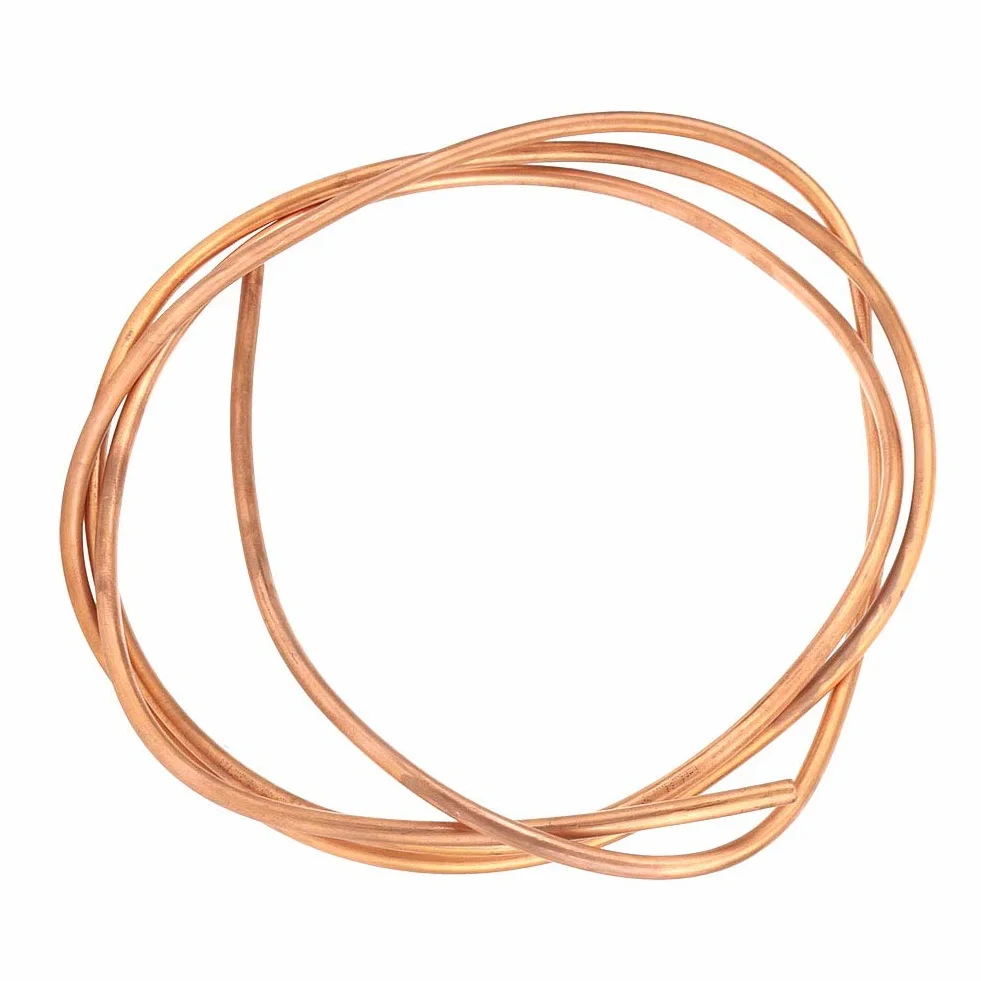 Miedziana rura C1100 T2, średnica zewnętrzna 6 mm, średnica wewnętrzna 5 mm, grubość ściany 0,5 mm, miękka cewka miedziana rurka, długość 2 m, do lodówki,