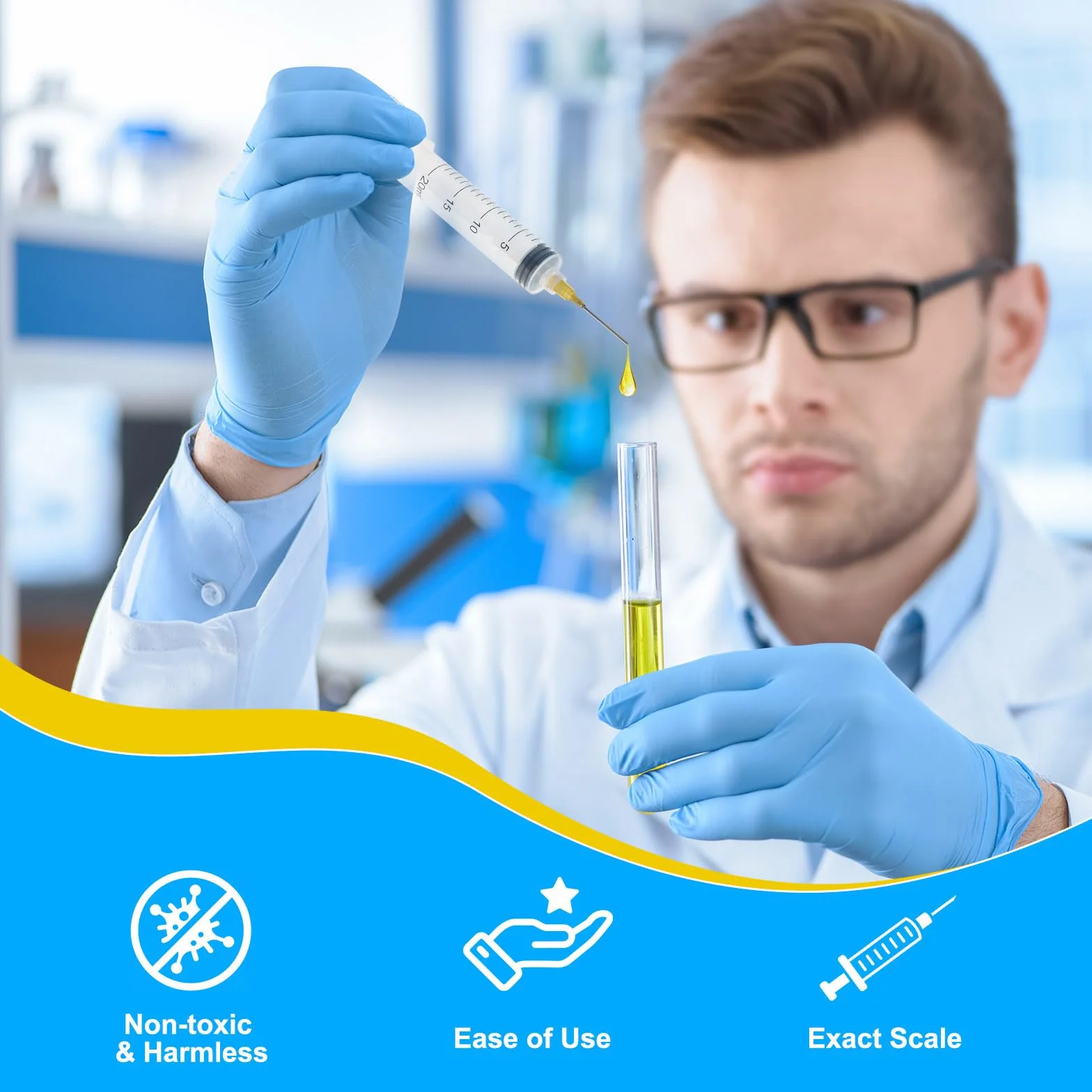 Strzykawka 20 ml z tępą igłą, plastikowa dozująca do iniekcji, laboratorium, przemysłu