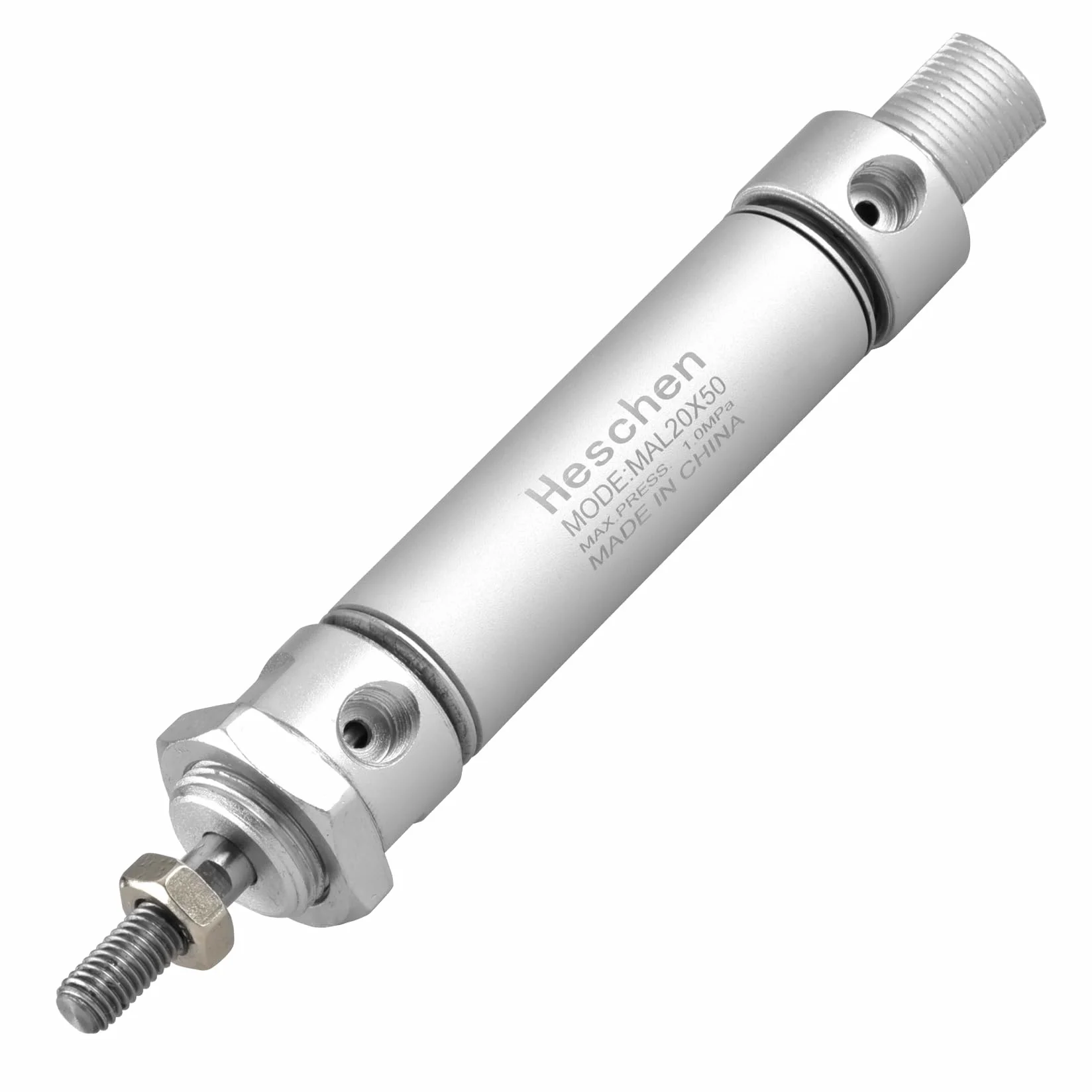 Heschen Pneumatyczny wąski cylinder powietrza, MAL 20-50, port PT1/8 cala, otwór 20 mm, skok 50 mm, dwustronne działanie