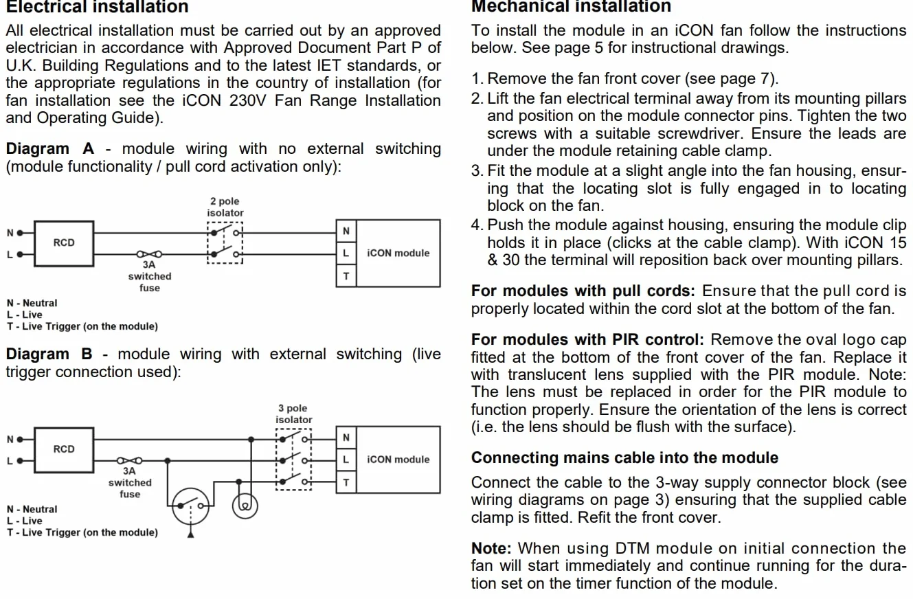 Airflow iCON PCM Plug-in Pull-Cord Module - Kompatybilny z wentylatorami iCON 15, iCON 30 i iCON 60 - Łatwa instalacja - 3-letnia