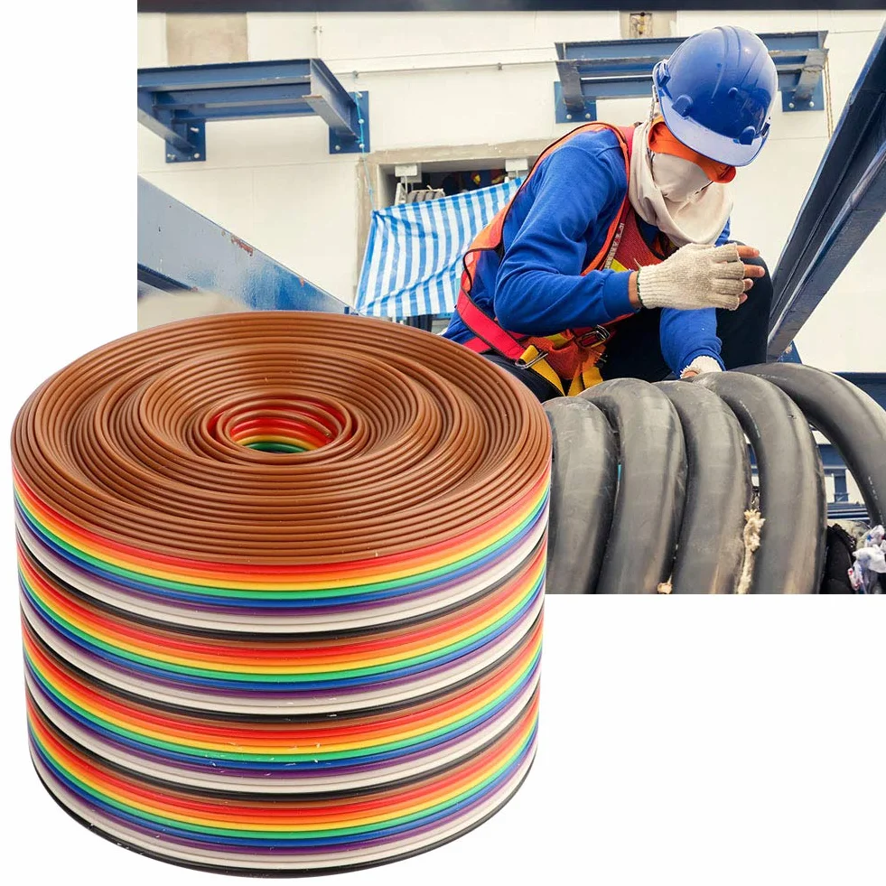 40P Tęczowy Przewód Taśmowy Przewód Kolorowy 1,27 mm Rozstaw Przewód Płaski Szerokość 5,08 cm dla Złączy (2 metry)