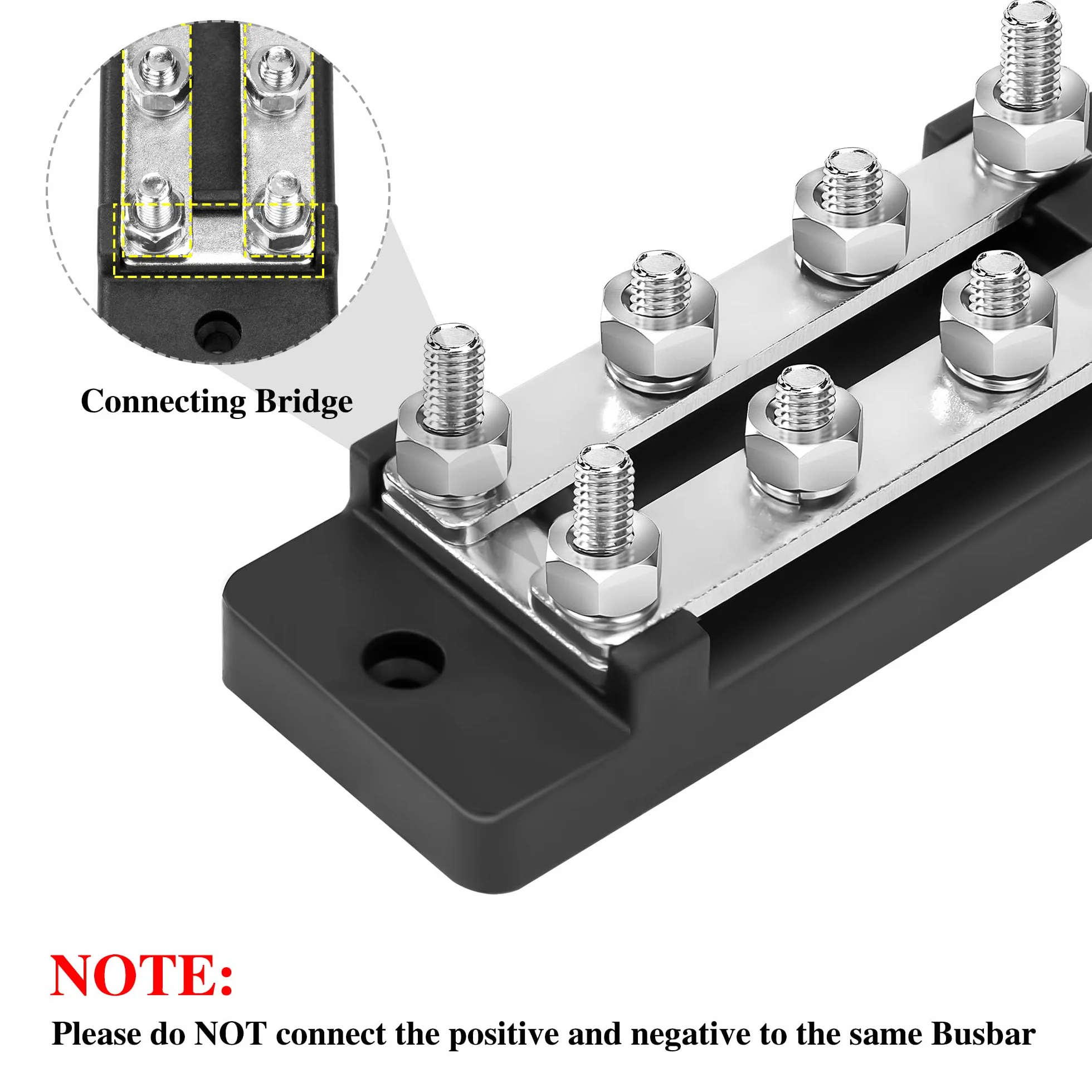 Blok dystrybucji zasilania 12V-48V DC Busbar 150A 2-drożny 8x M6 czerwony czarny