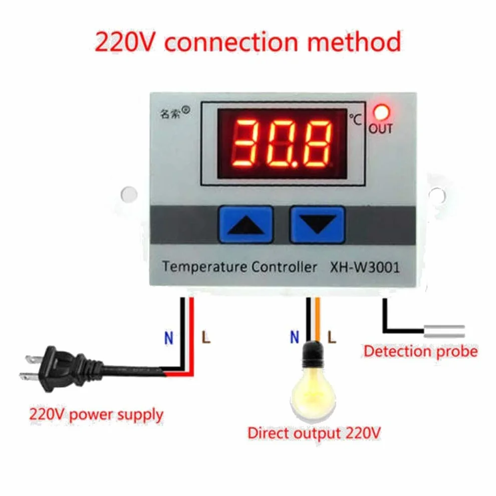 Hailege XH-W3001 cyfrowy kontroler temperatury LED termostat NTC 220 V 10 K