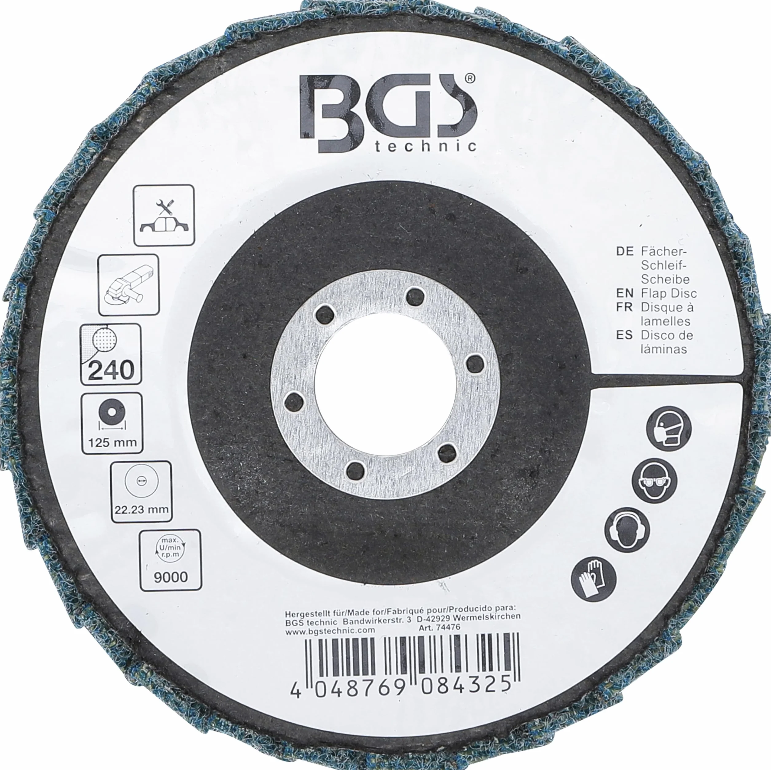 BGS Listkowa tarcza szlifierska Ø 125 mm uziarnienie 240
