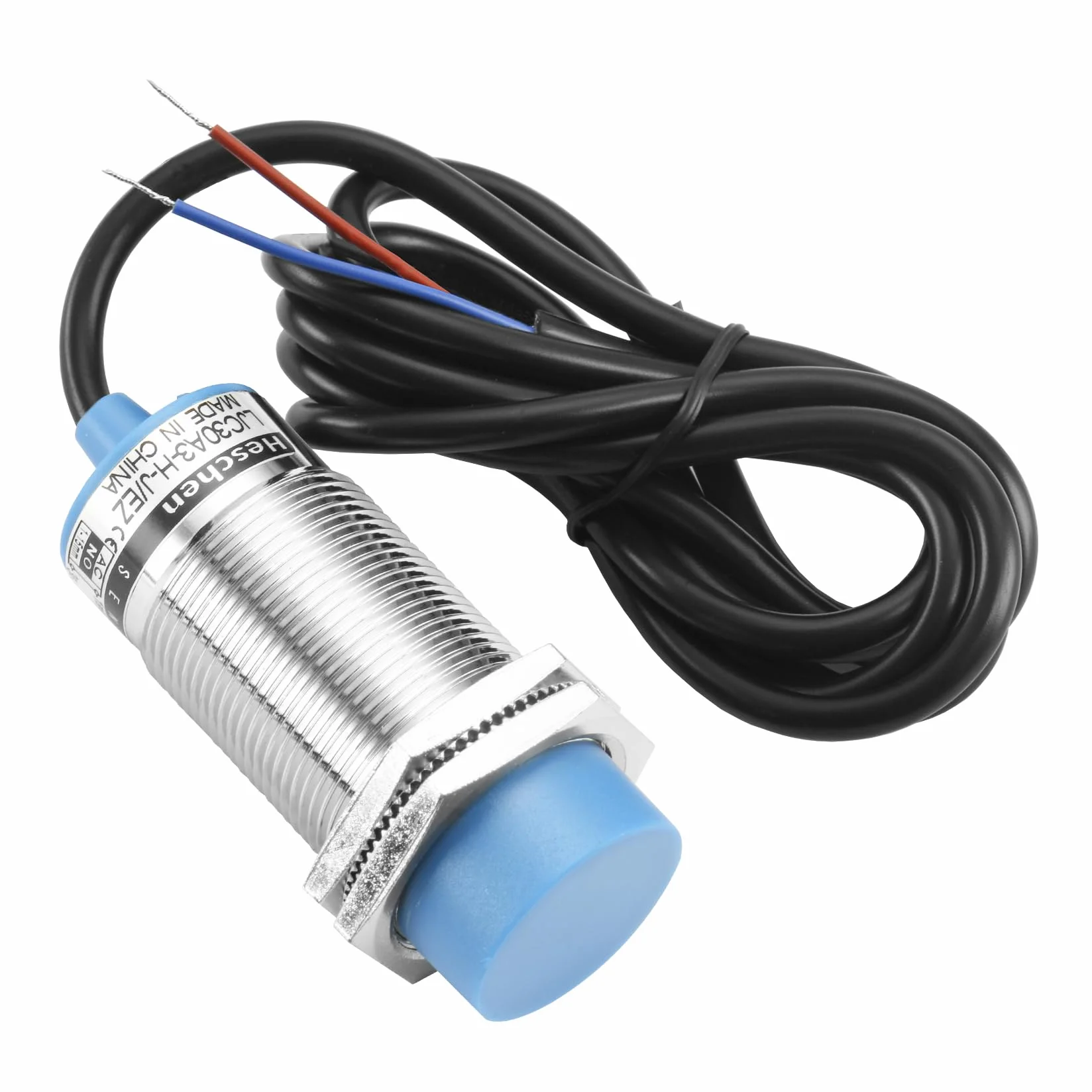 Heschen M30 pojemnościowy przełącznik czujnika zbliżeniowego, typ nieosłony, LJC30A3-H-J/EZ, detektor 1-15mm, 90-250VAC 400mA, normalnie otwarty (NO), 2 przewody