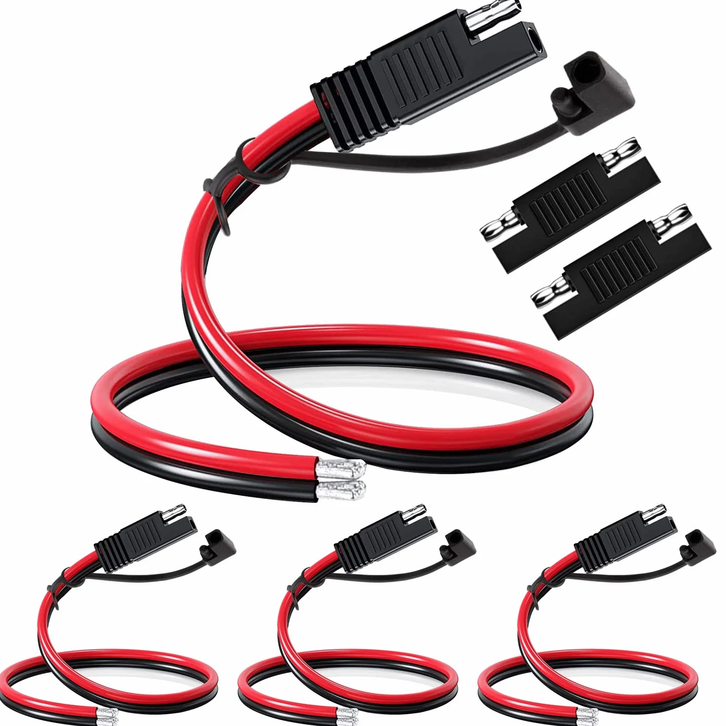 RUNCCI-YUN 4 SZTUK 12 V-24 V Kabel krosowy SAE, 12AWG SAE Złącza 30 cm, kabel przyłączeniowy SAE, przedłużacz samochodowy SAE