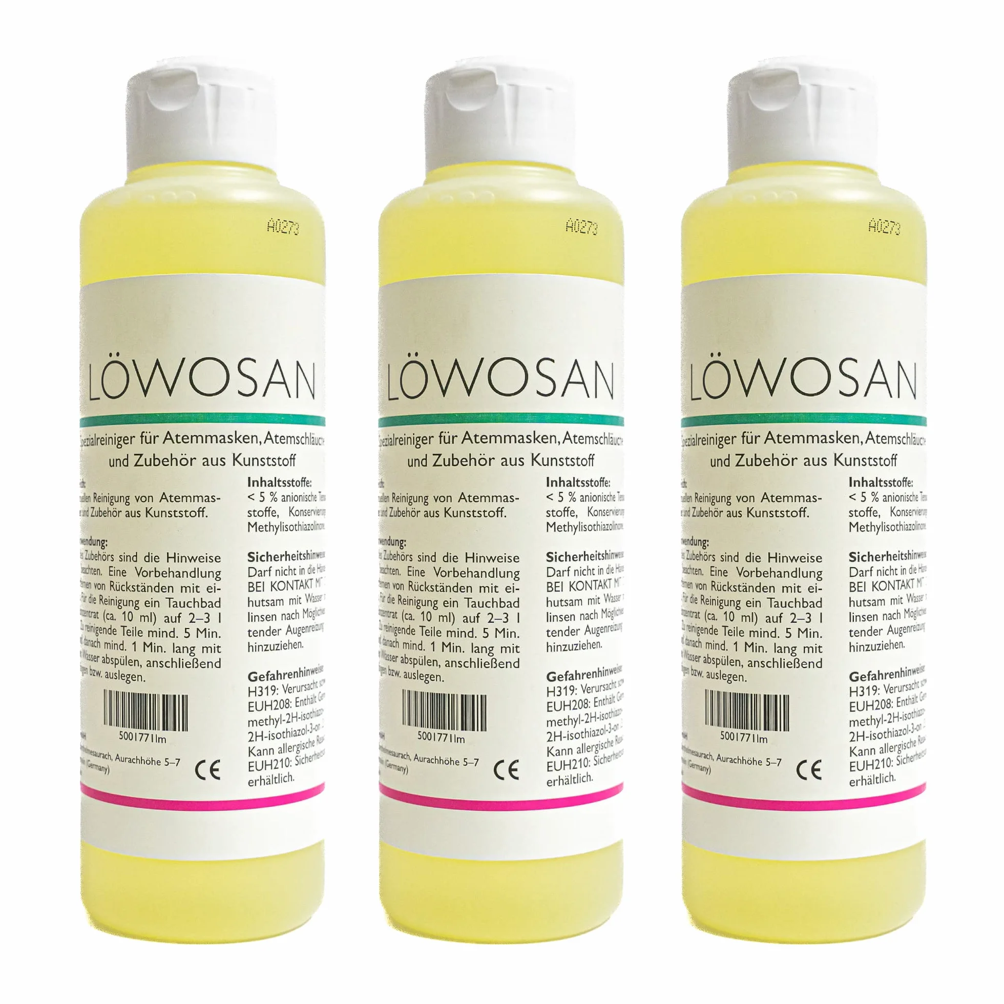 Löwosan CPAP Reiniger 3 x 250ml Flasche für Maske, Schlauch und Silikon