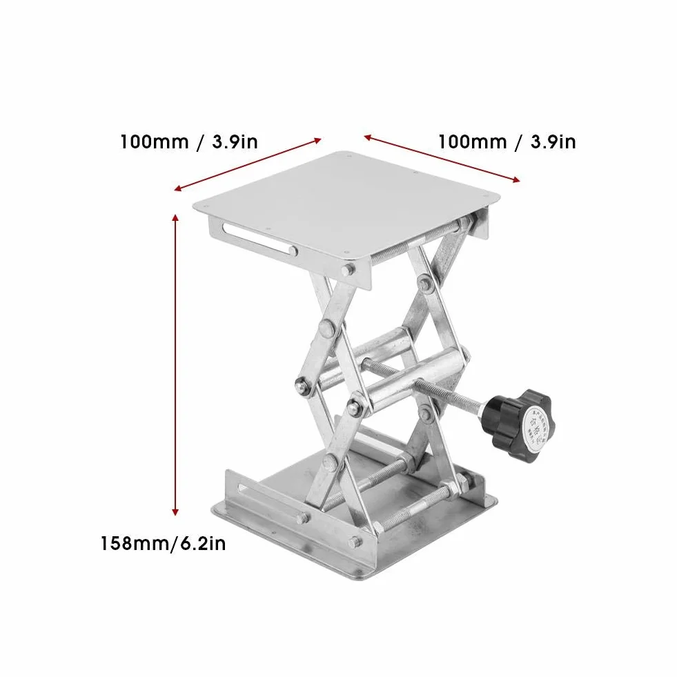 Podnośnik Laboratoryjny ze Stali Nierdzewnej 100 x 100 mm Platforma Podnosząca Stojak Nożycowy