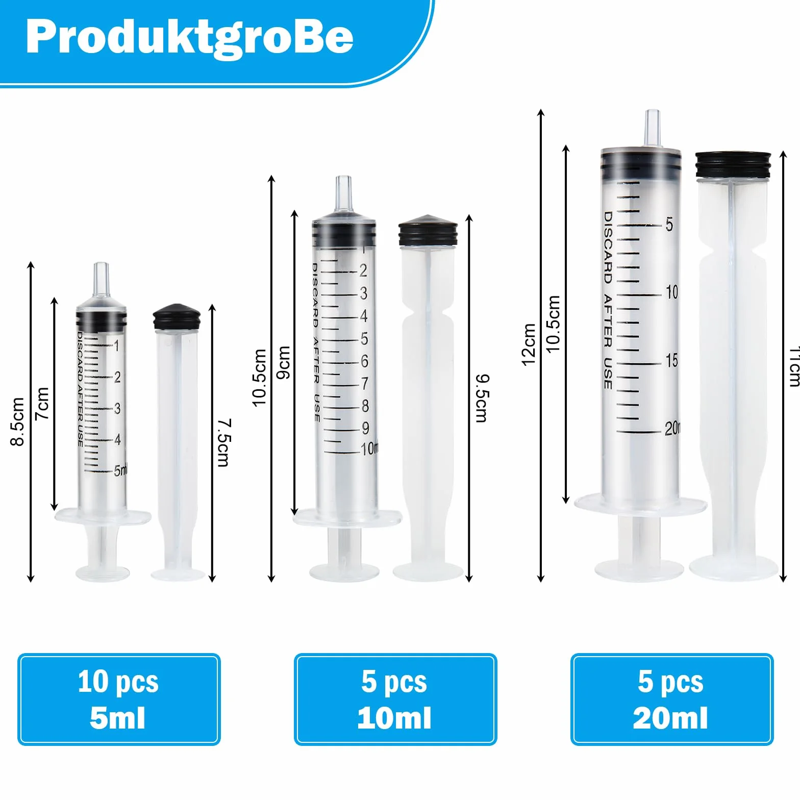 Strzykawki dozujące 5 ml 10 ml 20 ml zestaw 20 sztuk bez igły do hodowli zwierząt kosmetyków