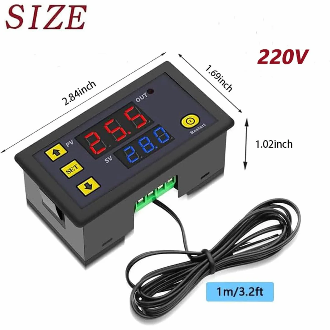 GERUI 2 sztuki W3230 20 A DC 110-220 V cyfrowy regulator temperatury, cyfrowy termostat, przełącznik temperatury 50-120℃ z sondą czujnika NTC 10K