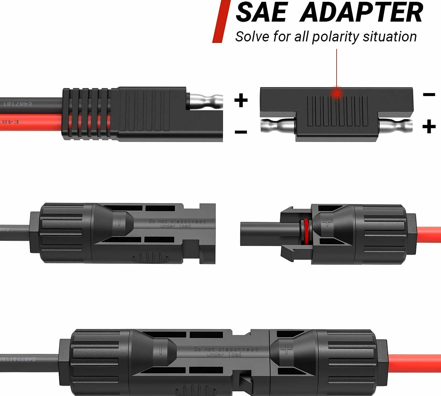 Przyłącze fotowoltaiczne do adaptera SAE, panel słoneczny, wtyczka do adaptera SAE, złącze kabla 10AWG, zestaw do ładowania baterii paneli słonecznych RV 35 cm