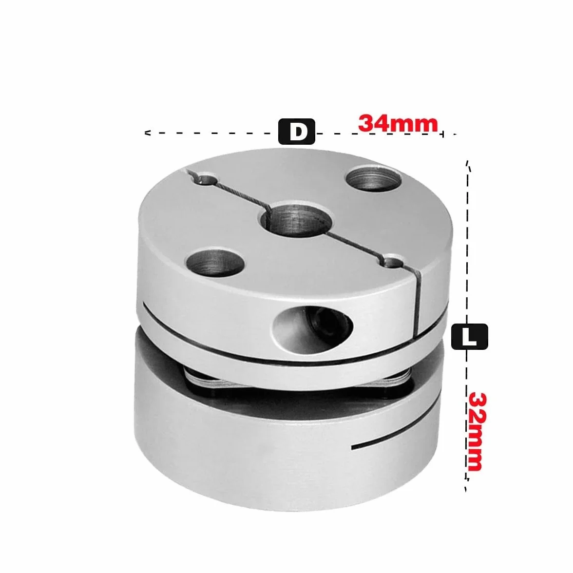 Aluminum Alloy D34L32 Single Diaphragm Step Servo Motor Coupling Elastic Joint 34x32mm Ball Screw Shaft Coupler moment obrotowy(14X14mm)