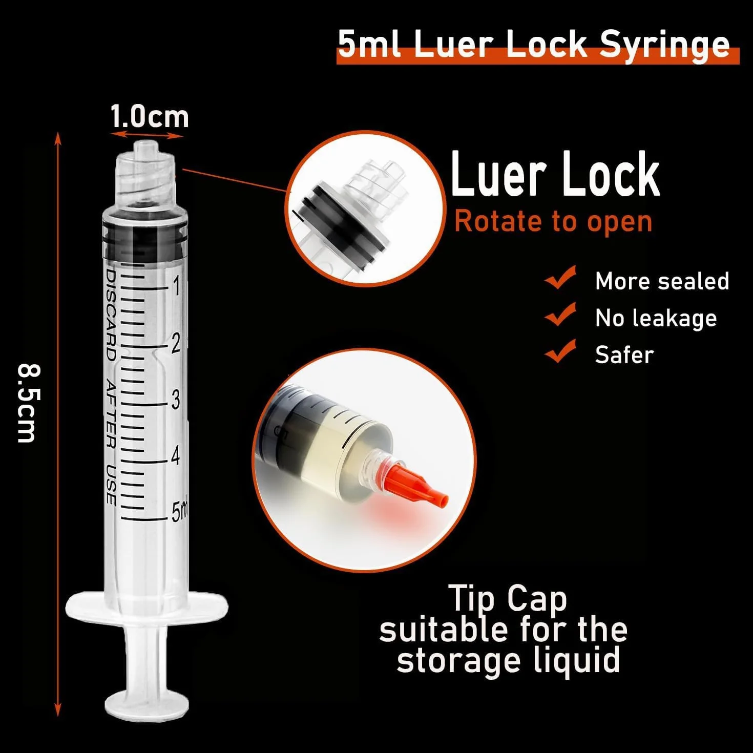 Strzykawki do napełniania tuszem 5 ml, wzór Luer Lock, z tworzywa sztucznego, strzykawki z nasadkami 1,5", 14 Ga 16 Ga 18 Ga 20 Ga 22 Ga Blunt Tip do cieczy, kleju, tuszu