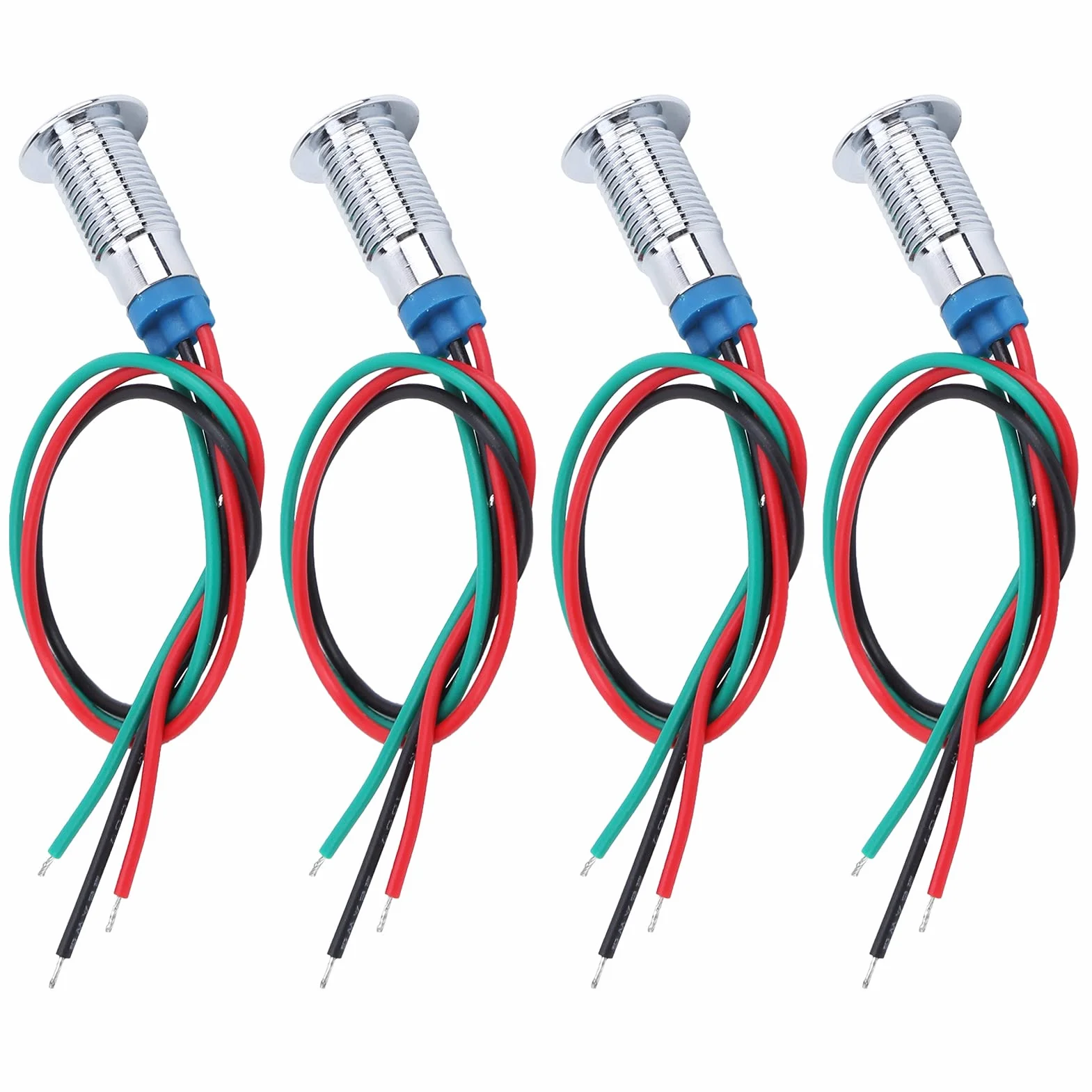 LED Lampka Kontrolna Wodoodporna 2-Kolorowa 8mm 12-24V Metalowa Wspólna Anoda 4 Zestawy dla Samochodów i Łodzi Czerwony Zielony