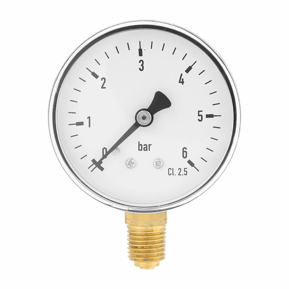 Air Pressure Hydraulic 1/4 NPT 0-6 Bar Dial Meter Water Air Instrument