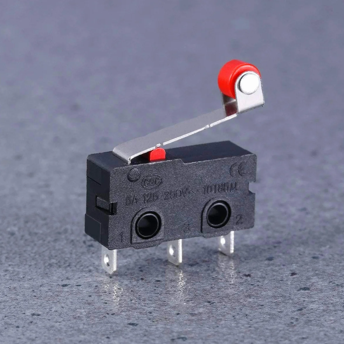 HUAYAO 25 sztuk mikro-przełącznik krańcowy z momentanem Roller dźwignia ramię SPDT 1NO 1NC AC 250V 5A Snap Aktion zawias mini dźwignia rolkowa lever ramię przełącznik zmiany