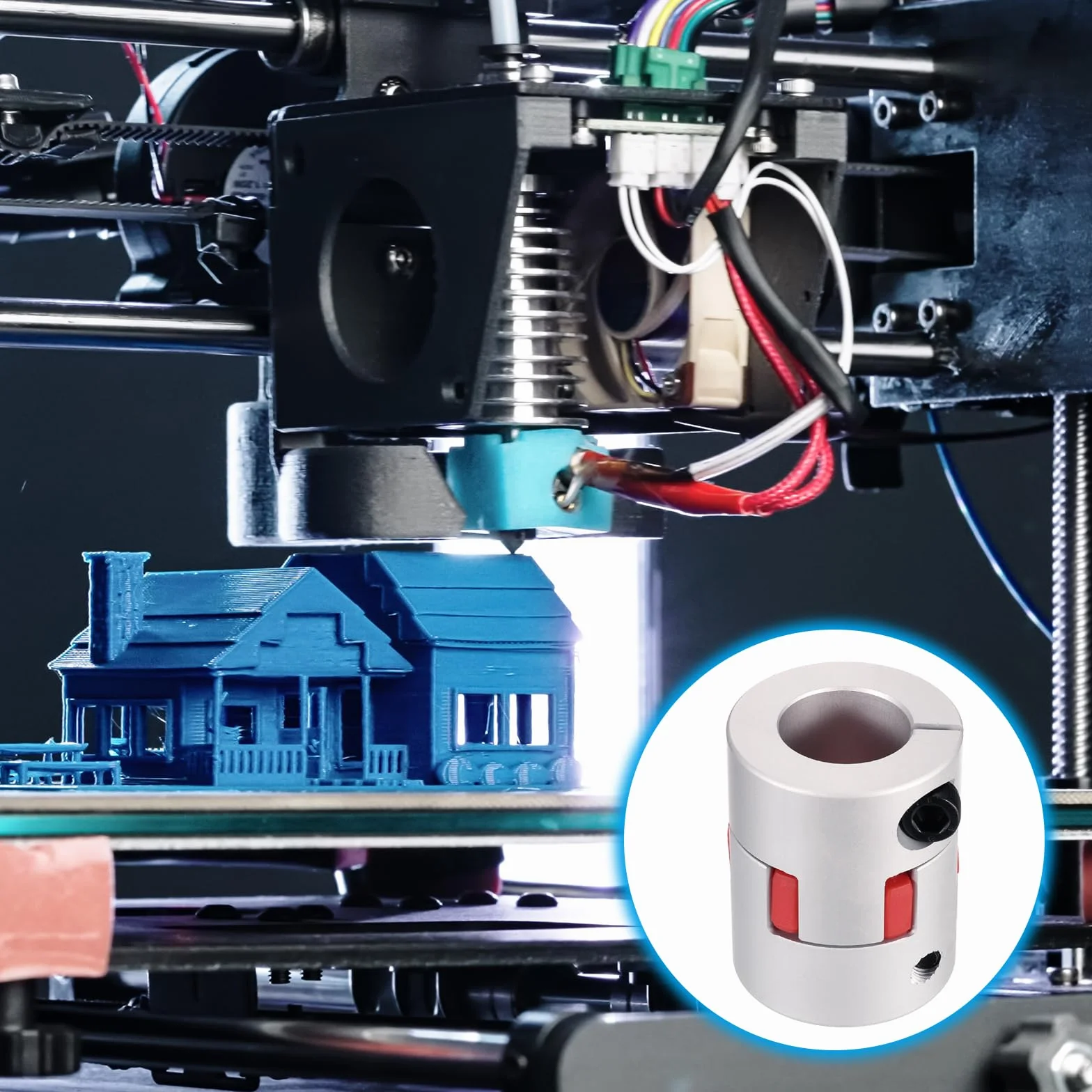 QUARKZMAN Aluminiowe sprzęgło wału 20 mm do 21 mm, elastyczne złącze Spider 50 mm x 40 mm, do drukarki 3D, CNC