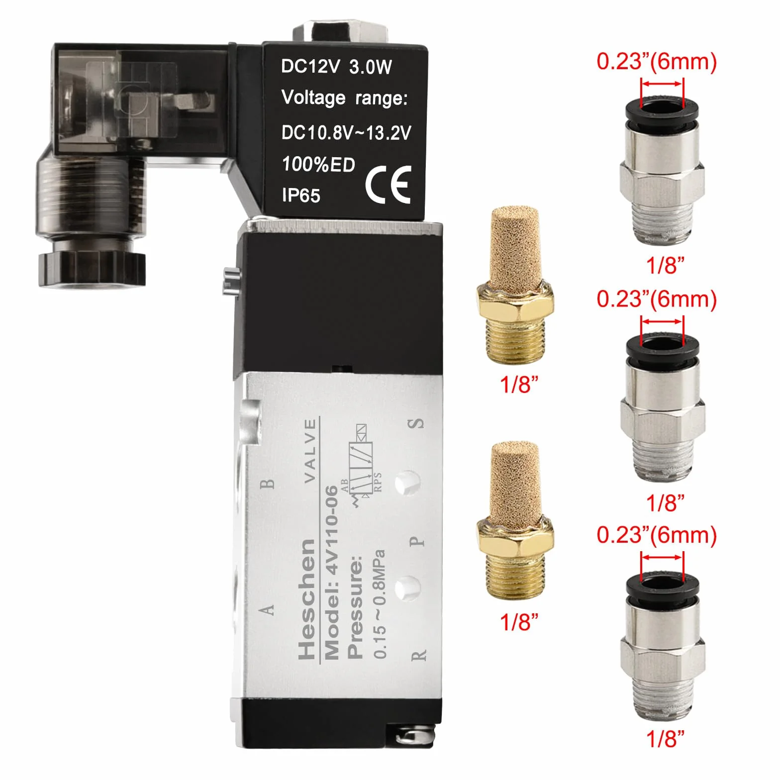 Heschen Elektryczny zawór elektromagnetyczny 4V110-06 24VDC PT1/8 5-drożny 2-pozycyjny