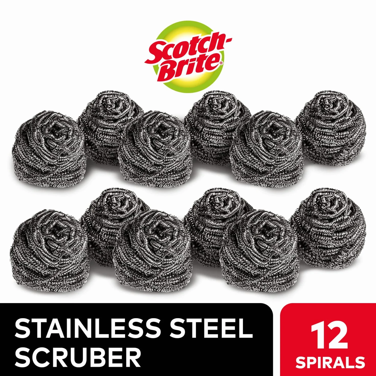 Scotch-Brite Zmywacz ze stali nierdzewnej 12 sztuk spiralny metalowy czyścik odporny na rdzę