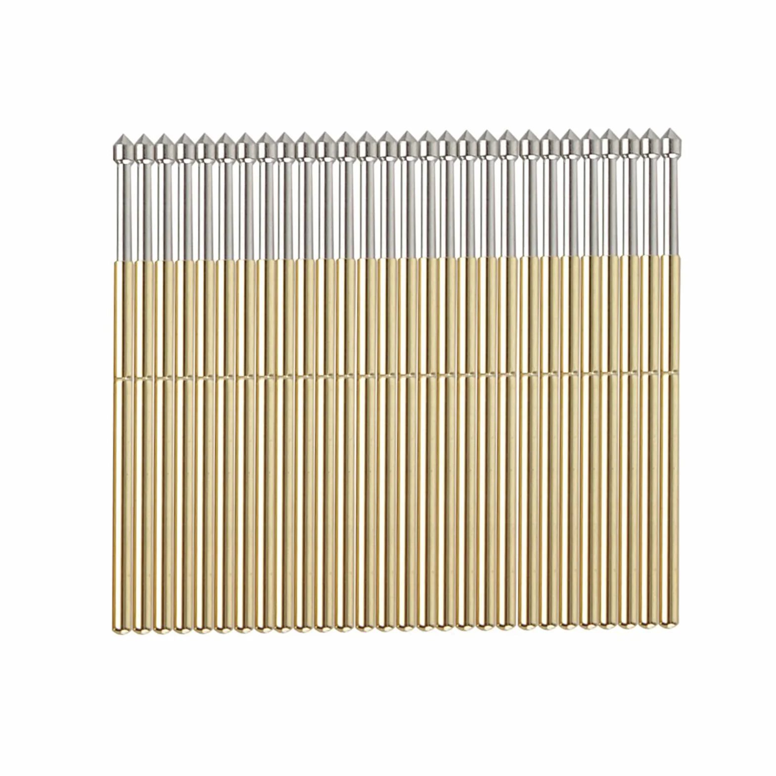 P100 - E2 Spring Test Probe 100pcs | 3A Current for PCB Testing | Cone Pogo Pins for Gold Fingers/Through - Hole Components | 50mΩ, 6.5mm Stroke