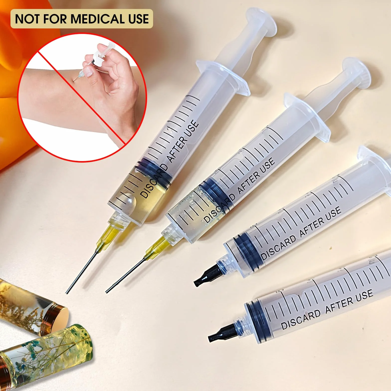 Zestaw 12 plastikowych strzykawek 20 ml z tępą igłą do cieczy