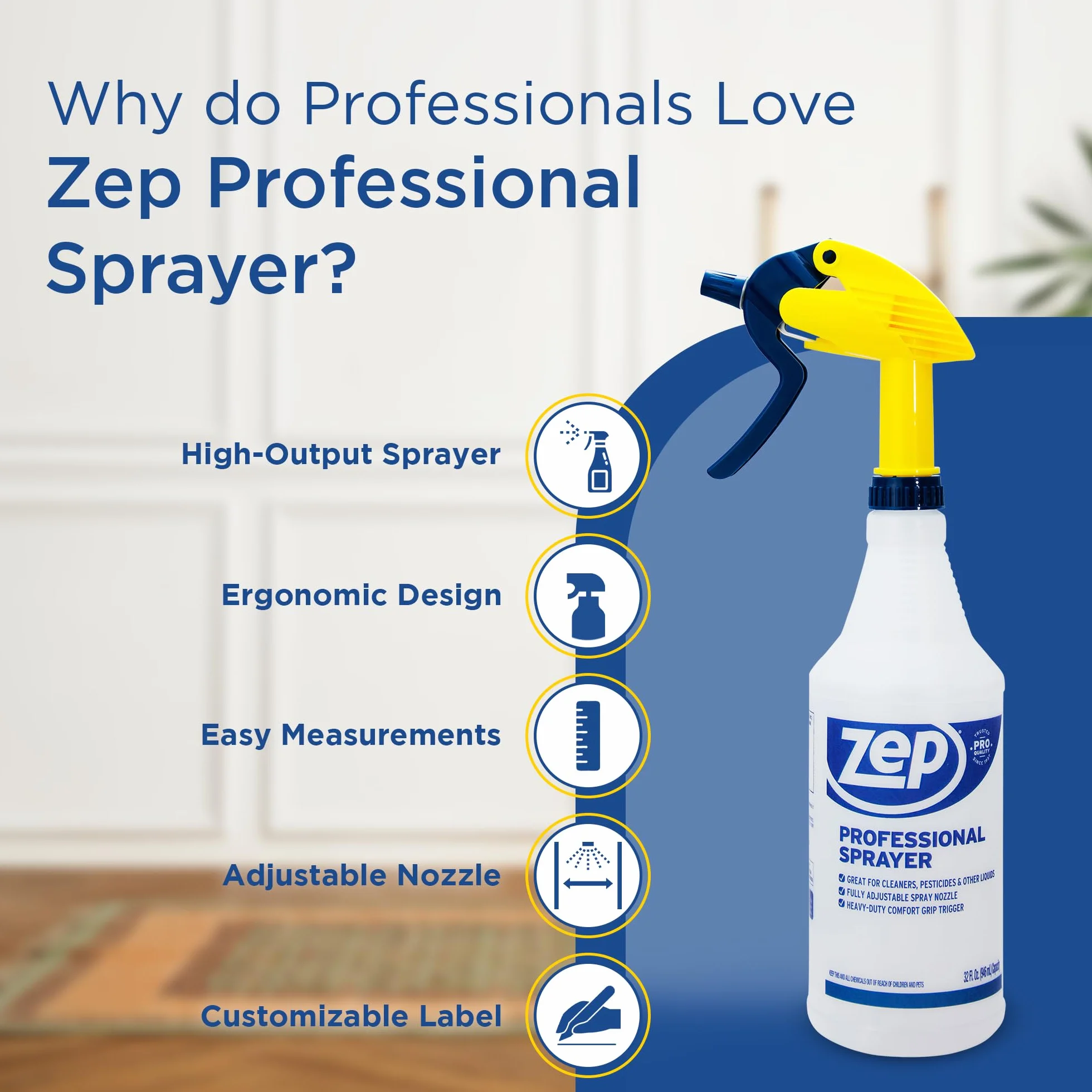 Zep Profesjonalna butelka z rozpylaczem 907 ml - spray do 9 m, regulowana dysza