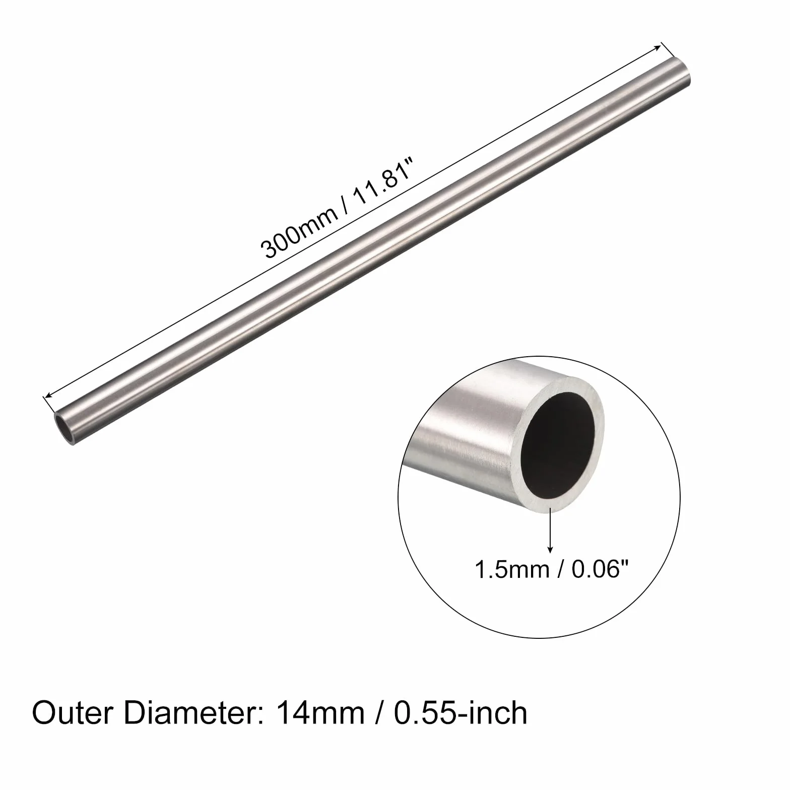 QUARKZMAN Rura ze stali nierdzewnej 304 OD 14 mm x 1,5 mm grubość ścianki 300 mm długość metalowe węże do maszyn przemysłowych