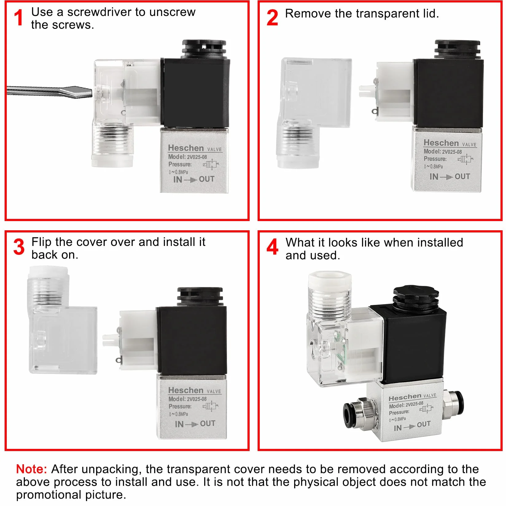 Heschen elektryczny zawór elektromagnetyczny 2V025-08 12 VDC PT1/4 2/2 drożny normalnie zamknięty IP65