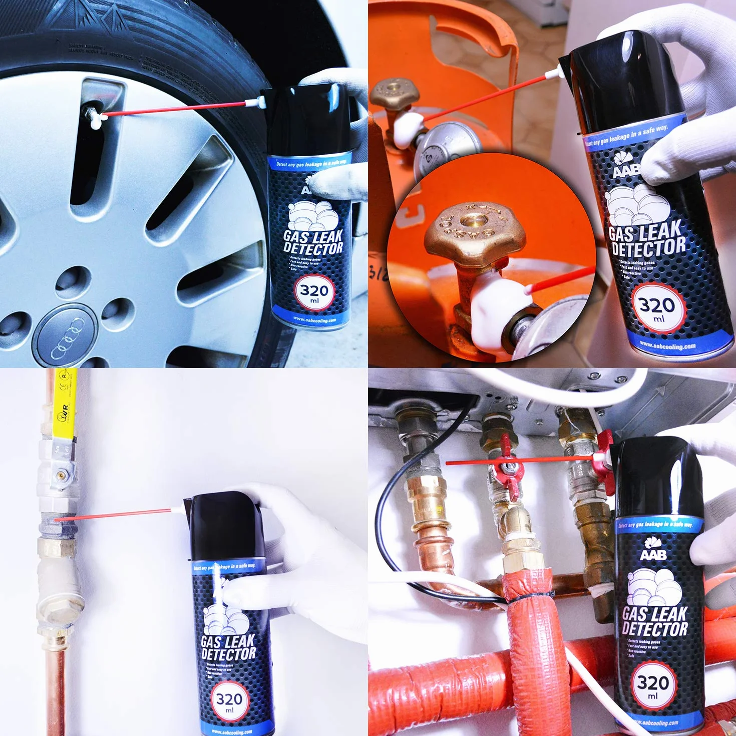 AABCOOLING Gas Leak Detector 320ml - Tester Szczelności, Wykrywacz Wycieku Gazu, Spray do Wykrywania Nieszczelności
