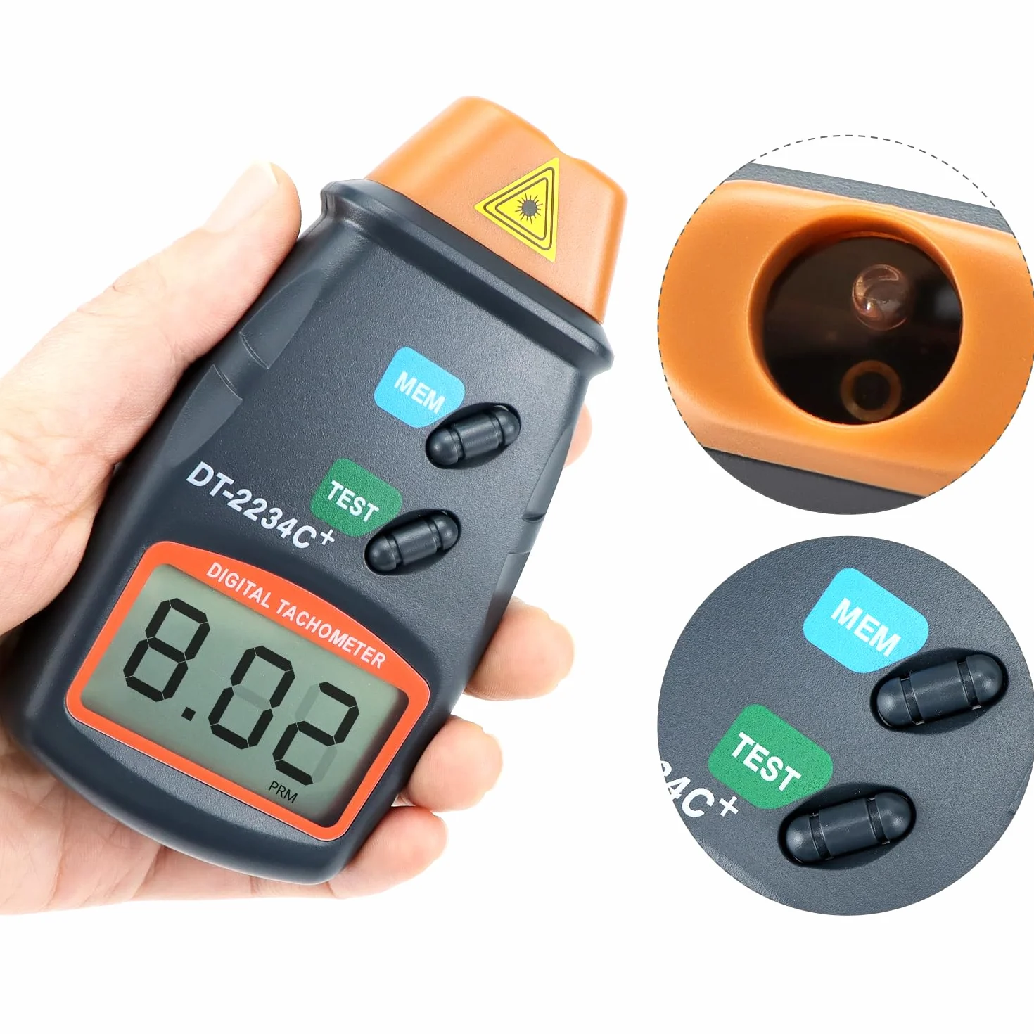 QWORK Cyfrowy obrotomierz laserowy bezdotykowy duży wyświetlacz LCD