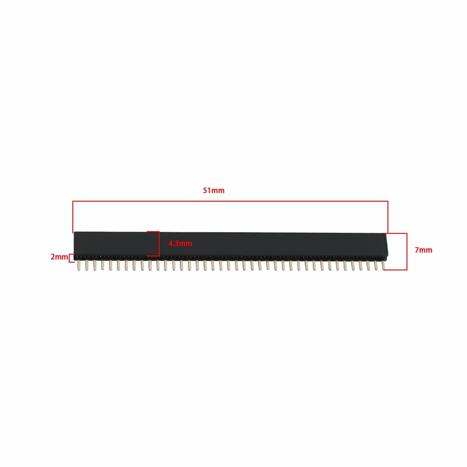 Złącze wtykowe żeńskie 40-pinowe 1,27 mm 51x7x2 mm do PCB
