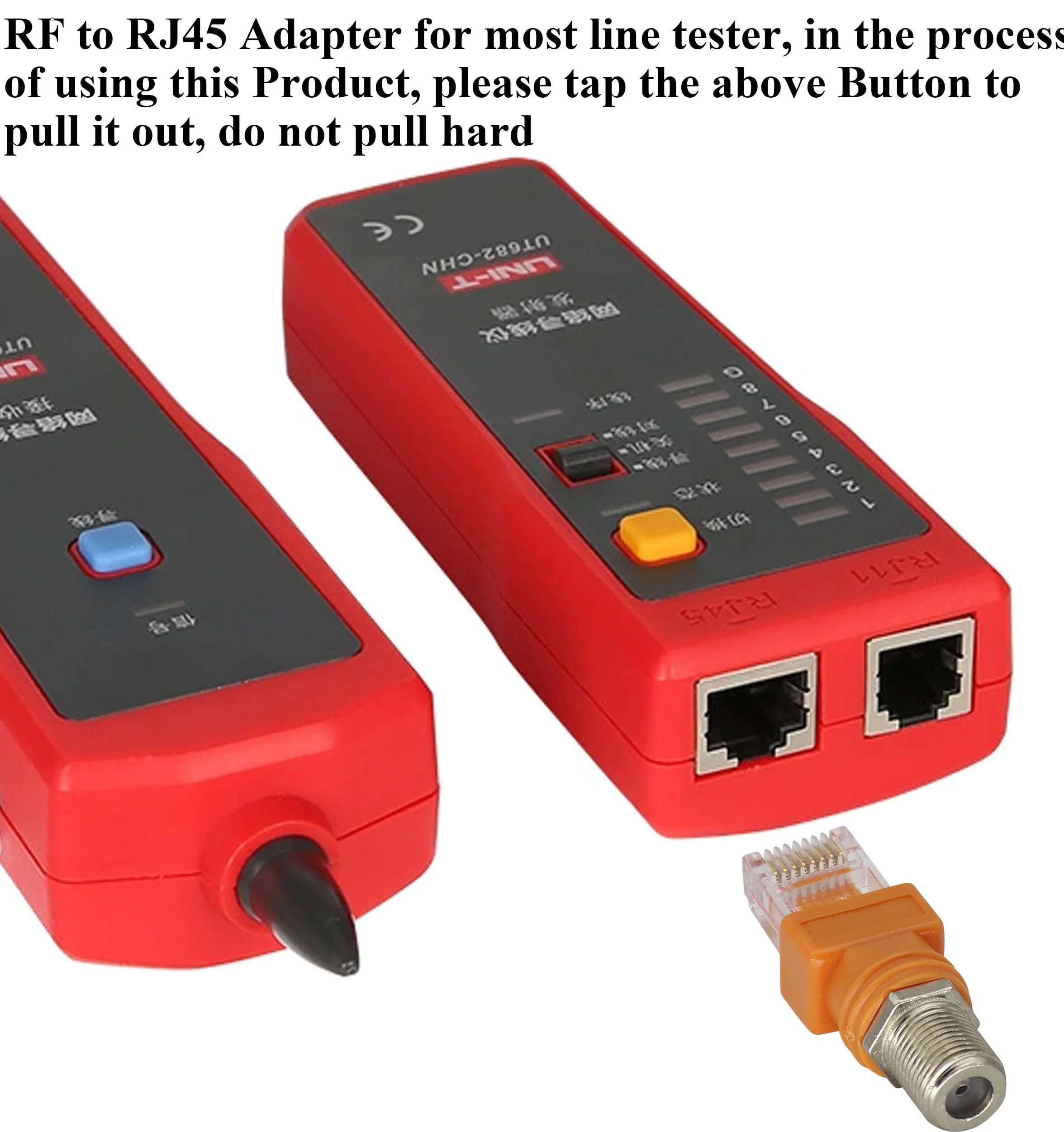 Adapter koncentryczny beczki RF żeński na RJ45 męski Ethernet, konwerter RF na RJ45 do większości testerów linii, detektora linii, wyszukiwarki linii i innych urządzeń wykrywających. (2