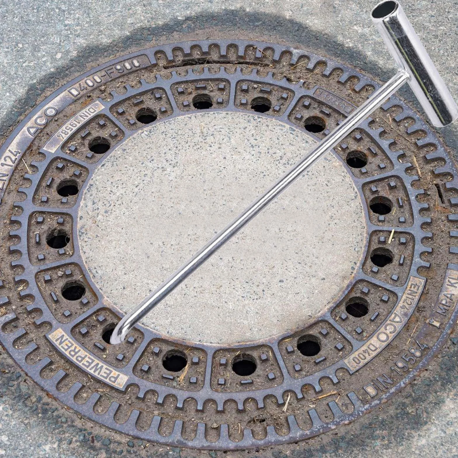 Hak do podnoszenia pokrywy kanału ze stali nierdzewnej 30 cm, 2 sztuki