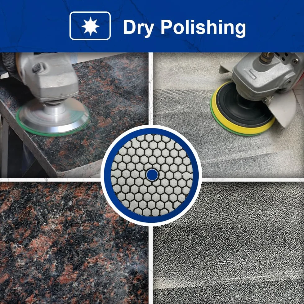 SHDIATOOL Suche diamentowe podkładki polerskie - 8 sztuk ziarnistość 400 100 mm zestaw do polerowania granitu, marmuru, sztucznego kamienia, kwarcu do szlifierek kątowych