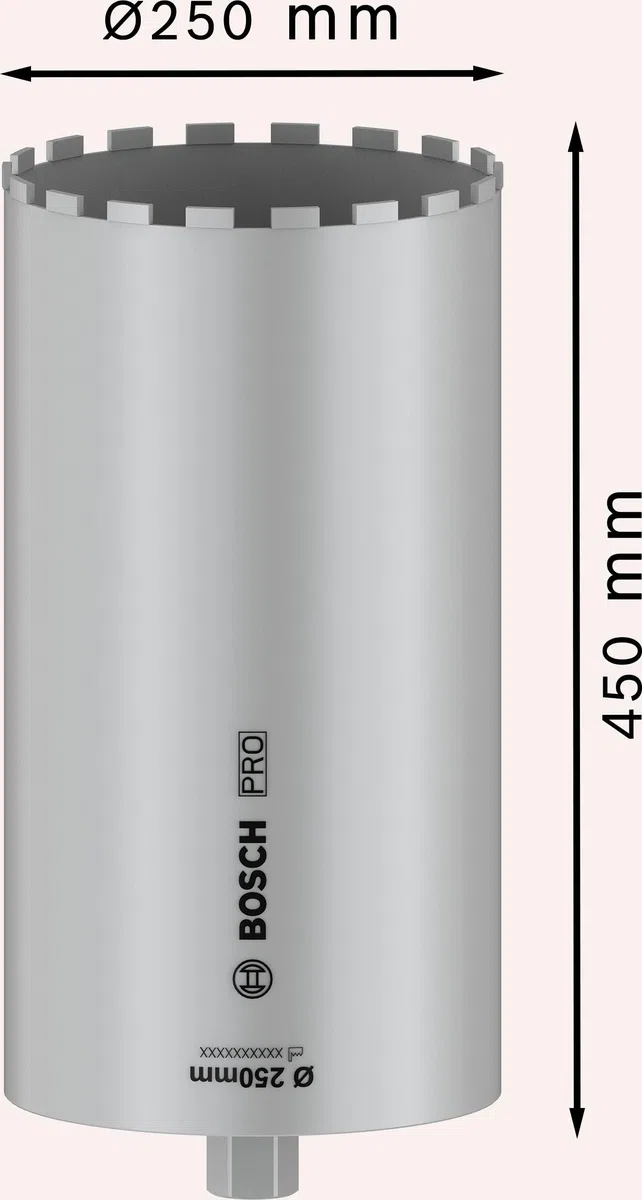 Bosch 1 x PRO Wiertło wiertnicze na mokro do wierteł diamentowych, 1 1/4" UNC (do betonu, żelbetonu, Ø 250 mm, profesjonalne akcesoria do wierteł diamentowych)
