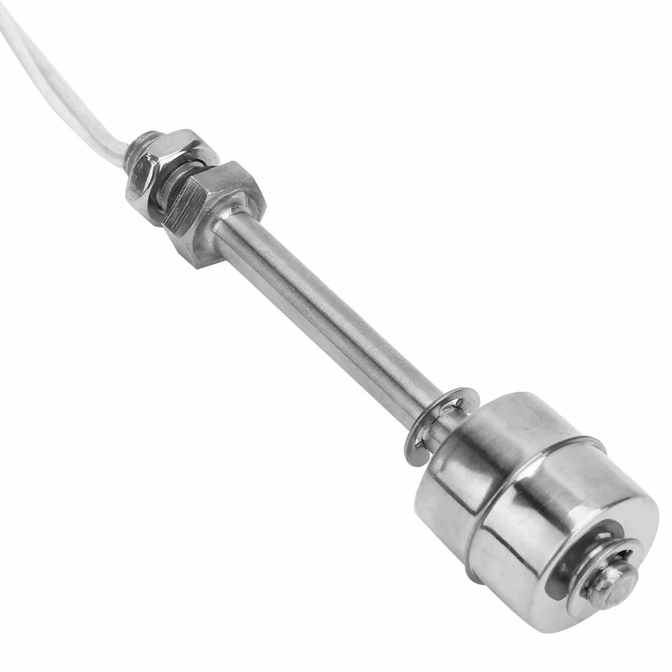 DEWIN Czujnik poziomu cieczy, 0 ~ 220 V, czujnik poziomu wody ze stali nierdzewnej, przełącznik pływakowy do puszki basenowej, 100 mm